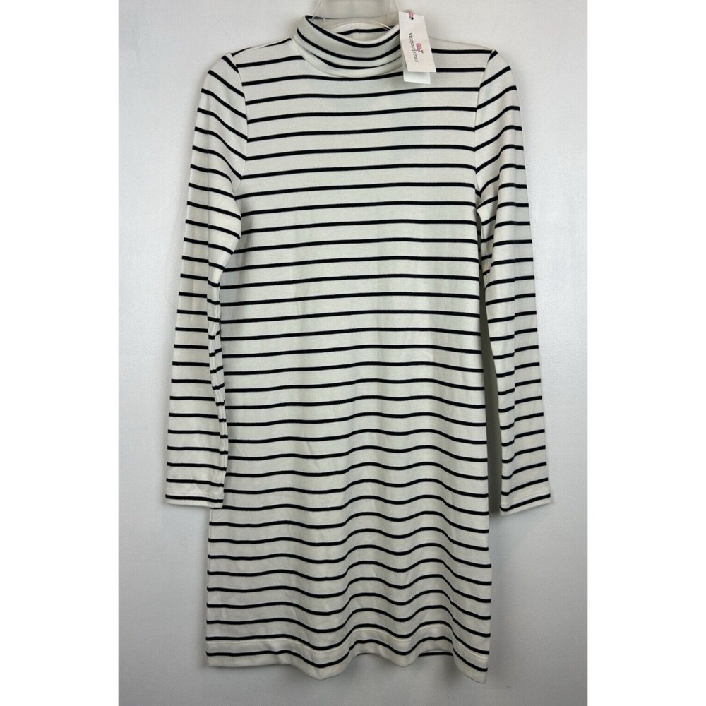 Vineyard Vines Dress Womans S Striped Knit Navy White Turtleneck Preppy New